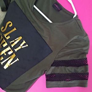 First❤️ love blouse Green dark